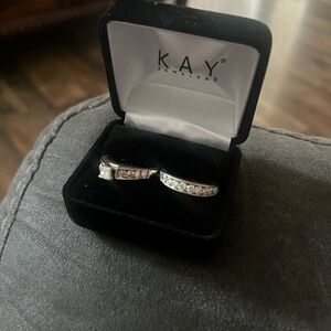 Kay Jewelers Silver and White Diamond Ring Set